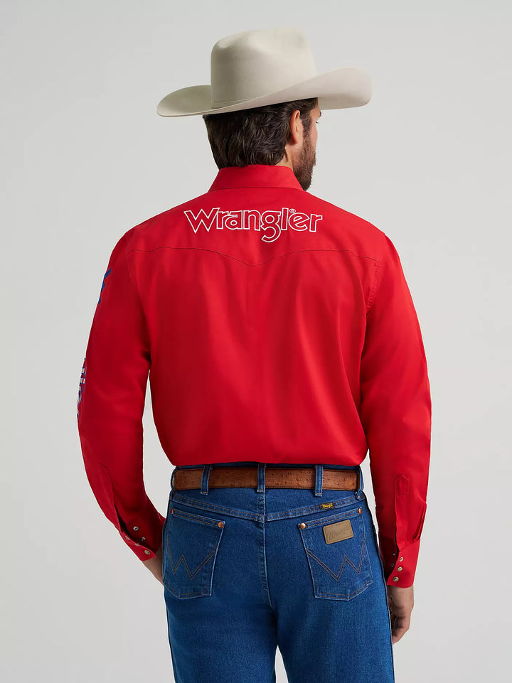 Wrangler Men's Logo Western Snap LS Shirt