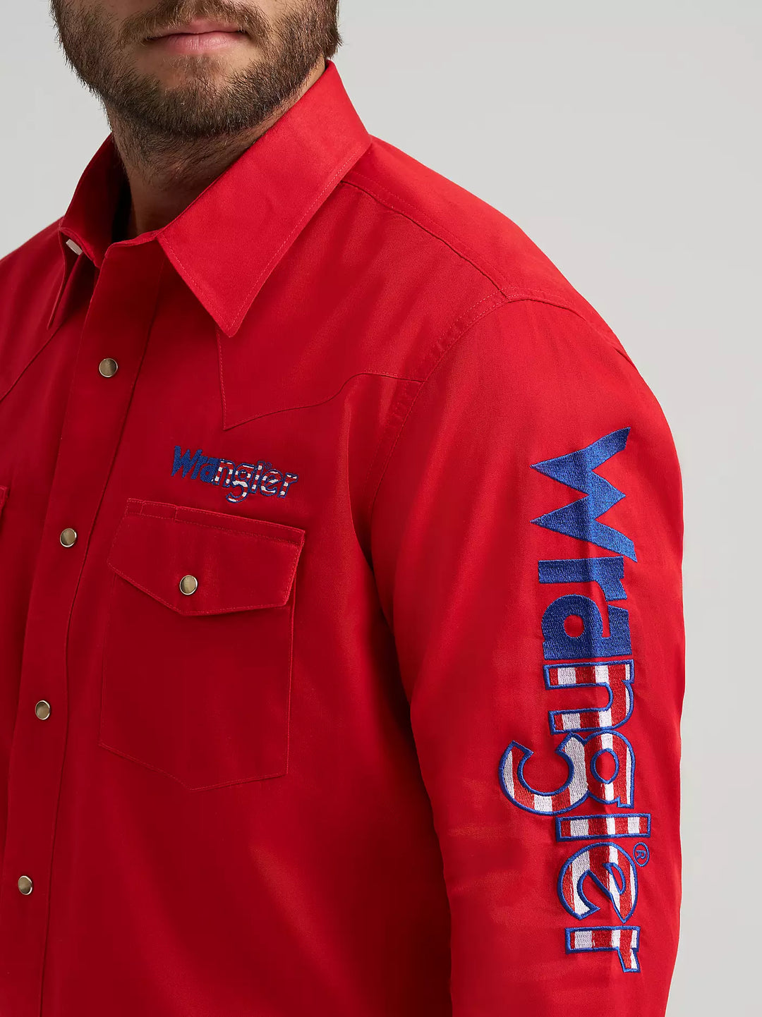Wrangler Men's Logo Western Snap LS Shirt