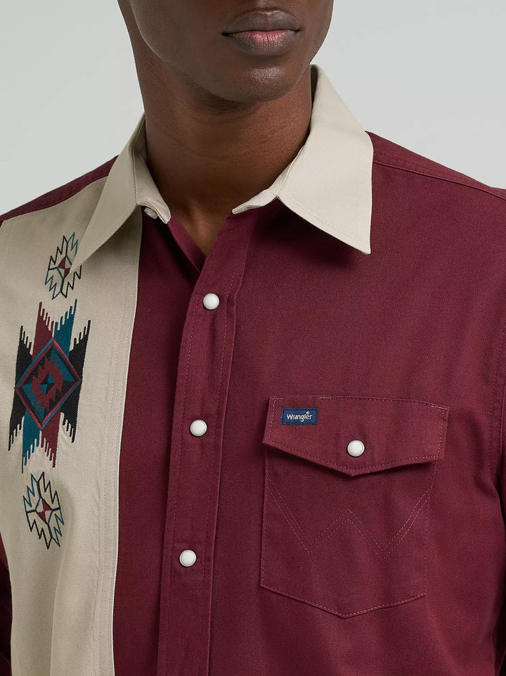 Wrangler Men's Vintage Contrast Band LS Shirt