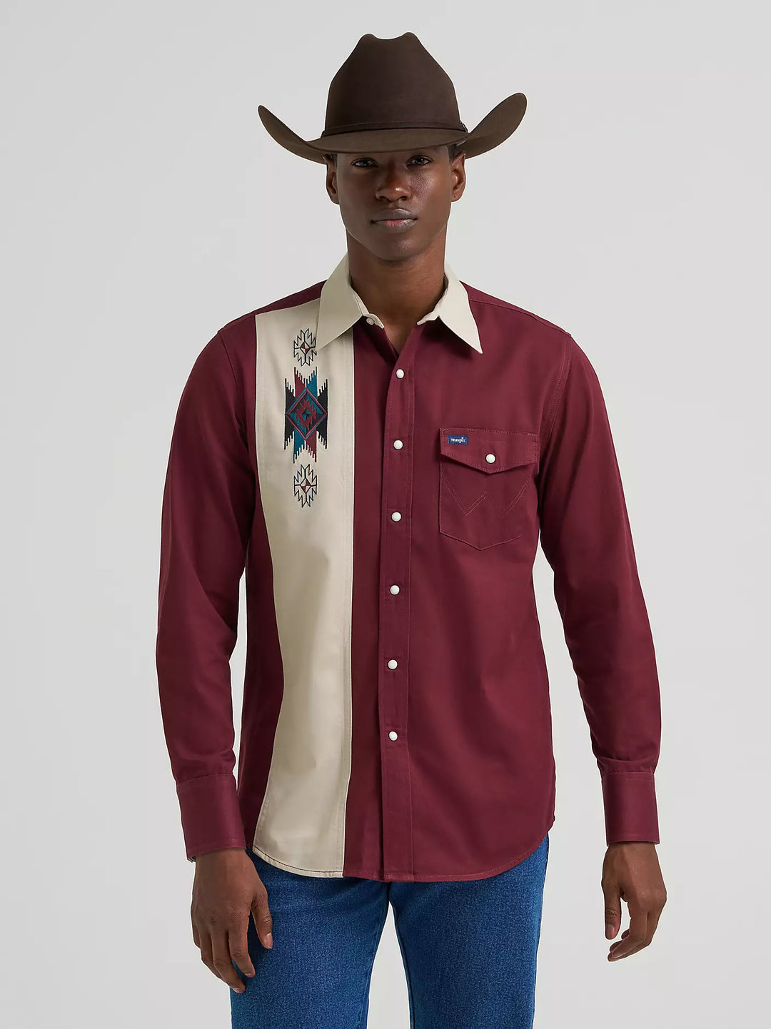 Wrangler Men's Vintage Contrast Band LS Shirt