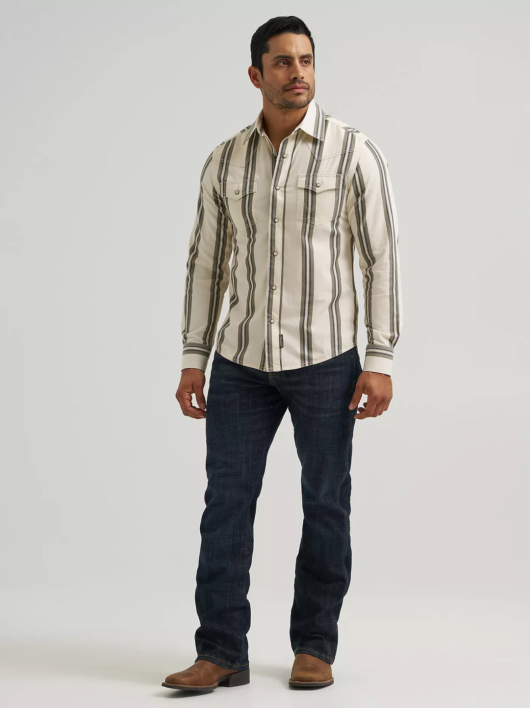 Wrangler Men's Retro Premium Stripe Western Snap Shirt
