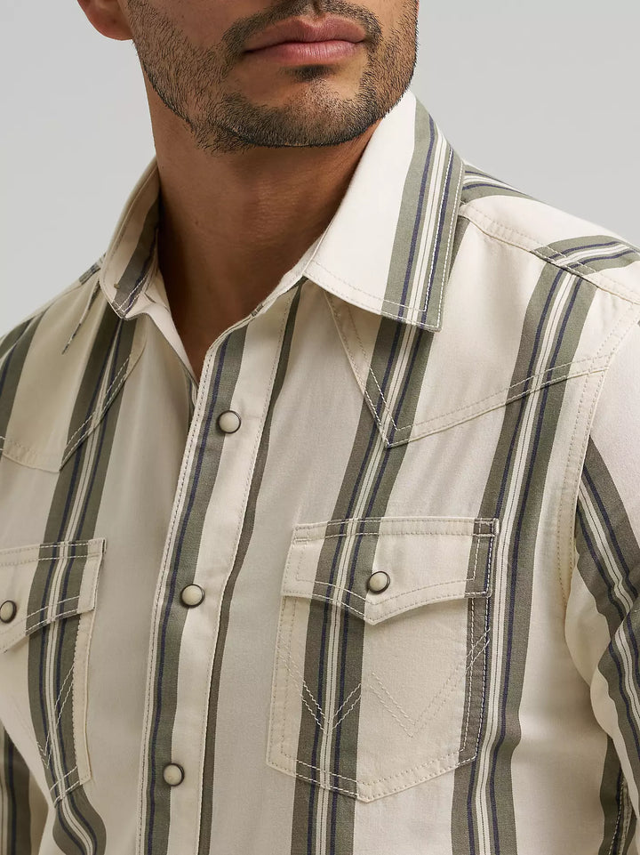 Wrangler Men's Retro Premium Stripe Western Snap Shirt