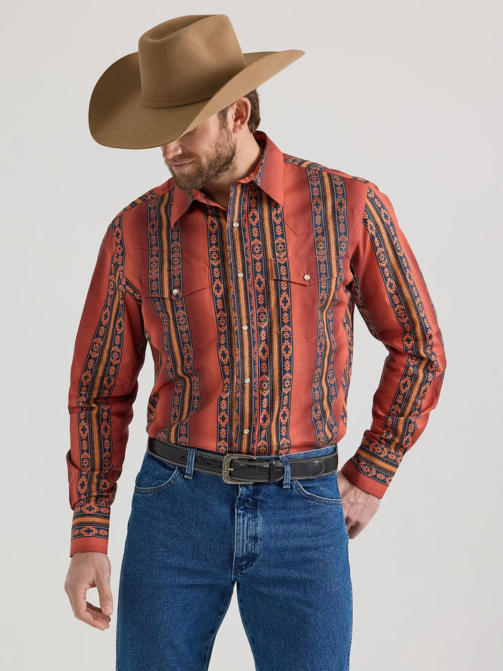 Wrangler Men's Checotah® Western Snap Printed Shirt