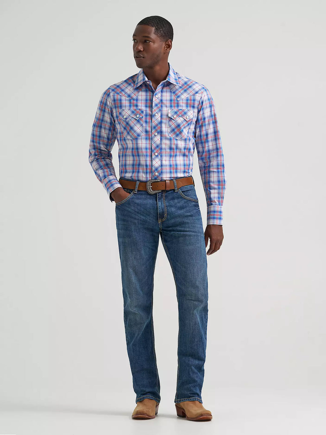 Wrangler Men's Retro LS Sawtooth Snap Pocket Western Shirt