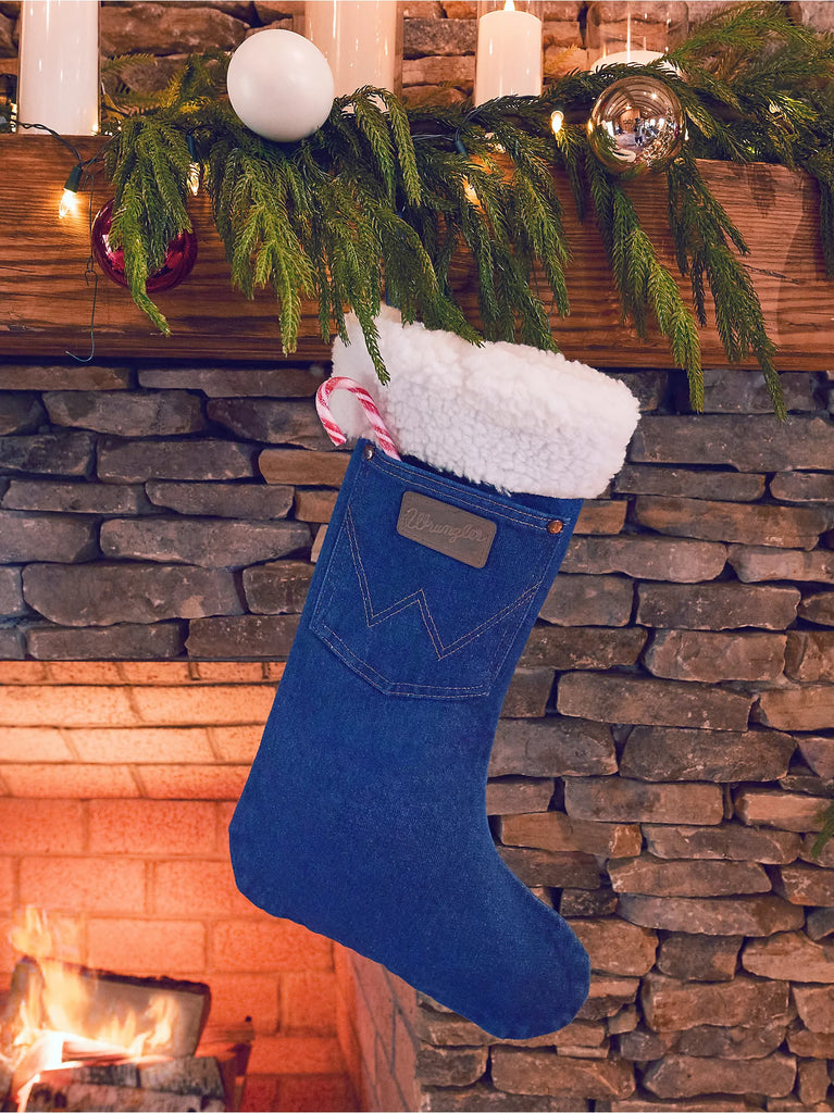 Chaussette De Noël En Denim Wrangler - 1Wrchst - Déco De Fête Originale