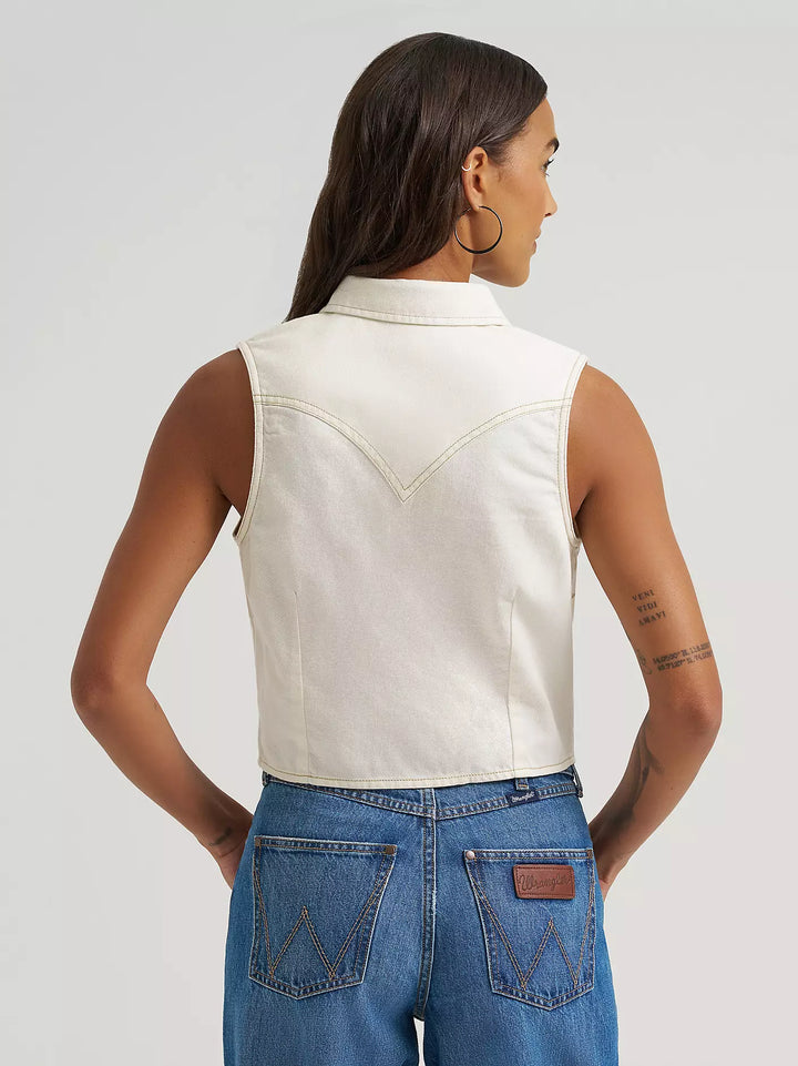 Wrangler Women's Sleeveless Denim Snap Shirt