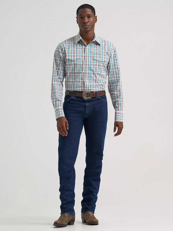 Wrangler Men's Wrinkle Resist LS Western Snap Plaid Shirt