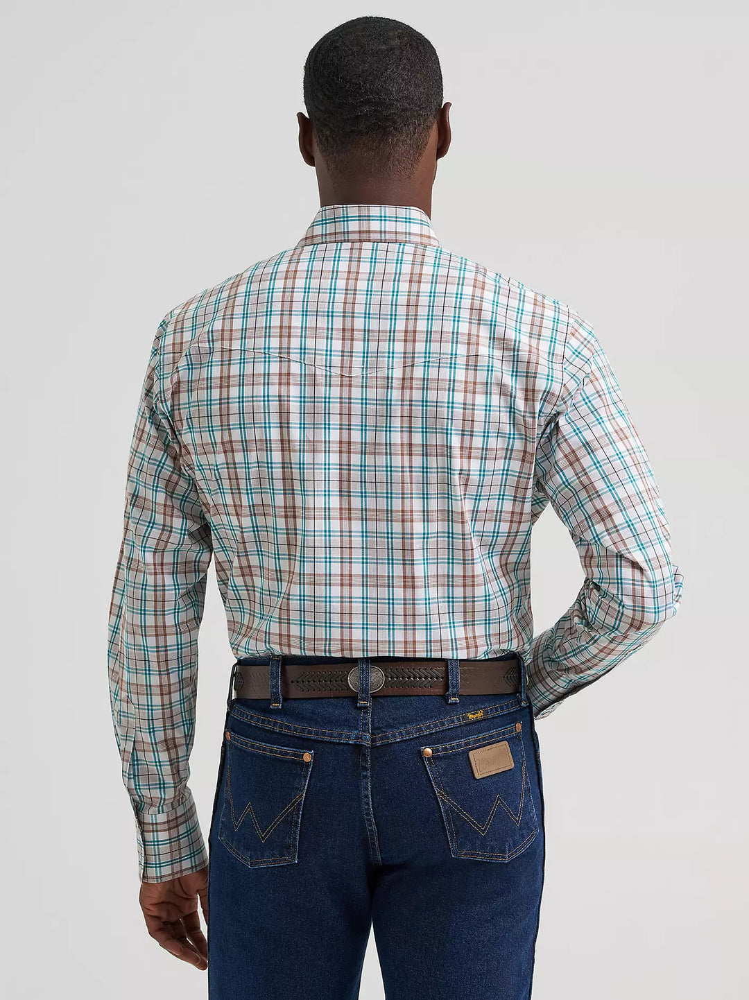 Wrangler Men's Wrinkle Resist LS Western Snap Plaid Shirt