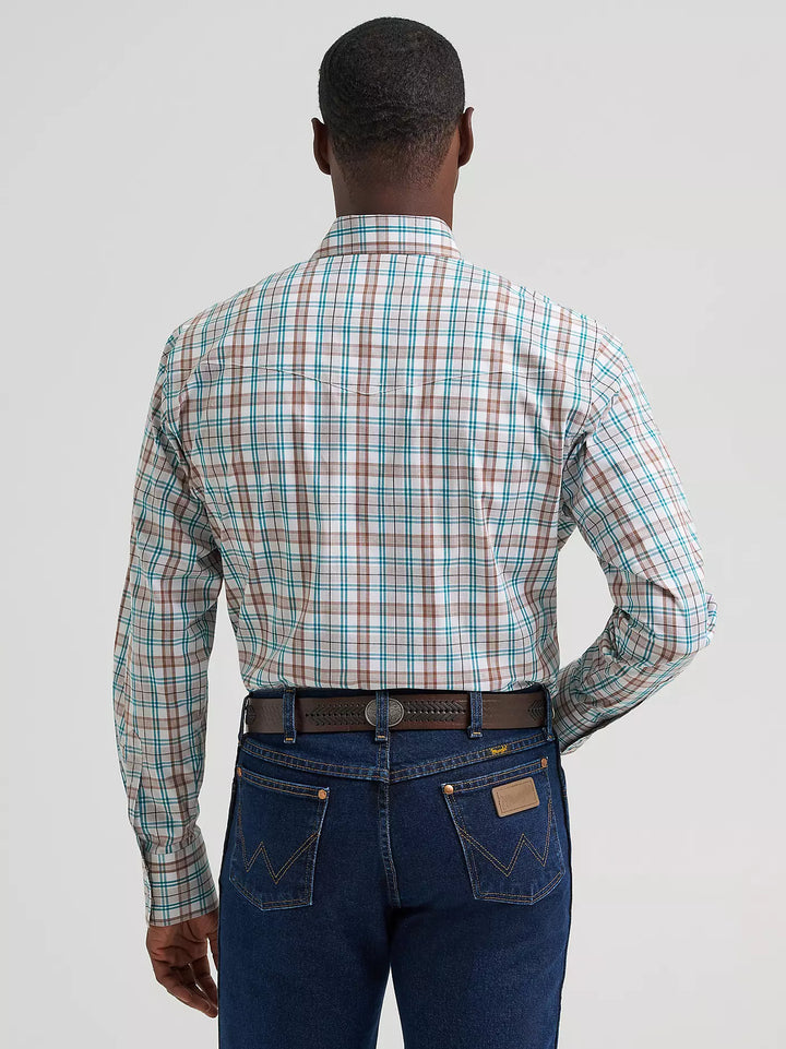 Wrangler Men's Wrinkle Resist LS Western Snap Plaid Shirt