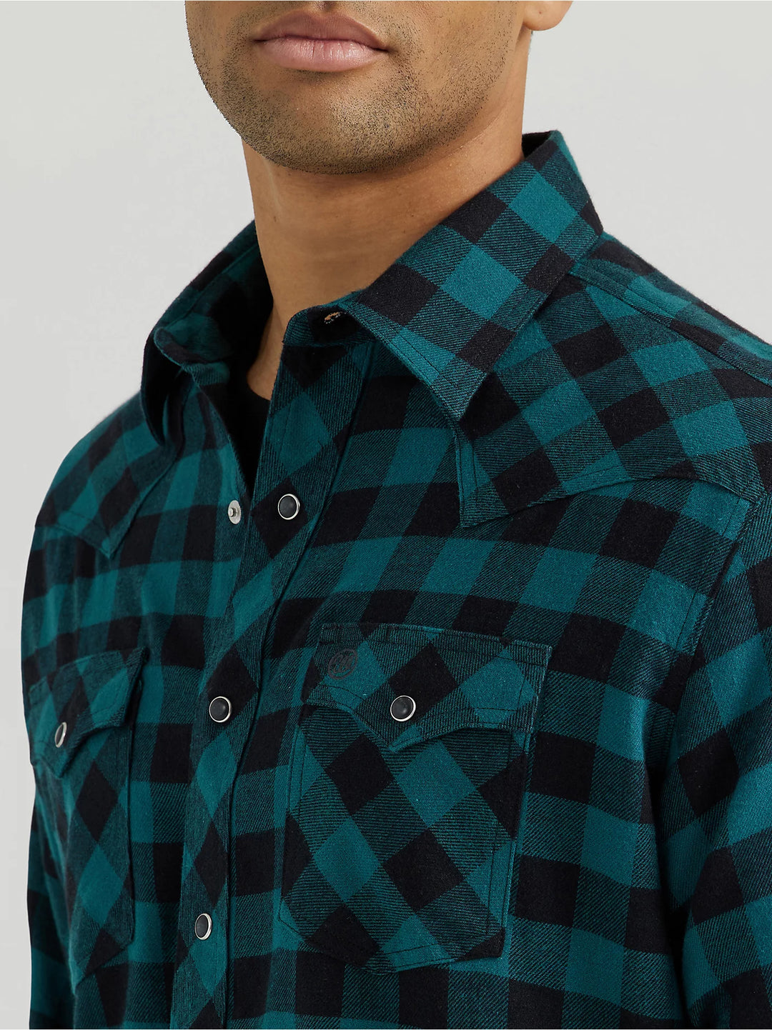 Wrangler Men's LS Flannel Western Snap Plaid Shirt