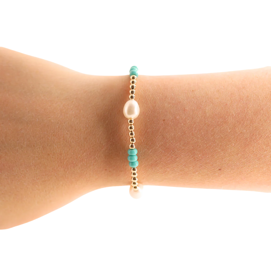 Beaded Blondes Turquoise Pearl Poppi Bracelet
