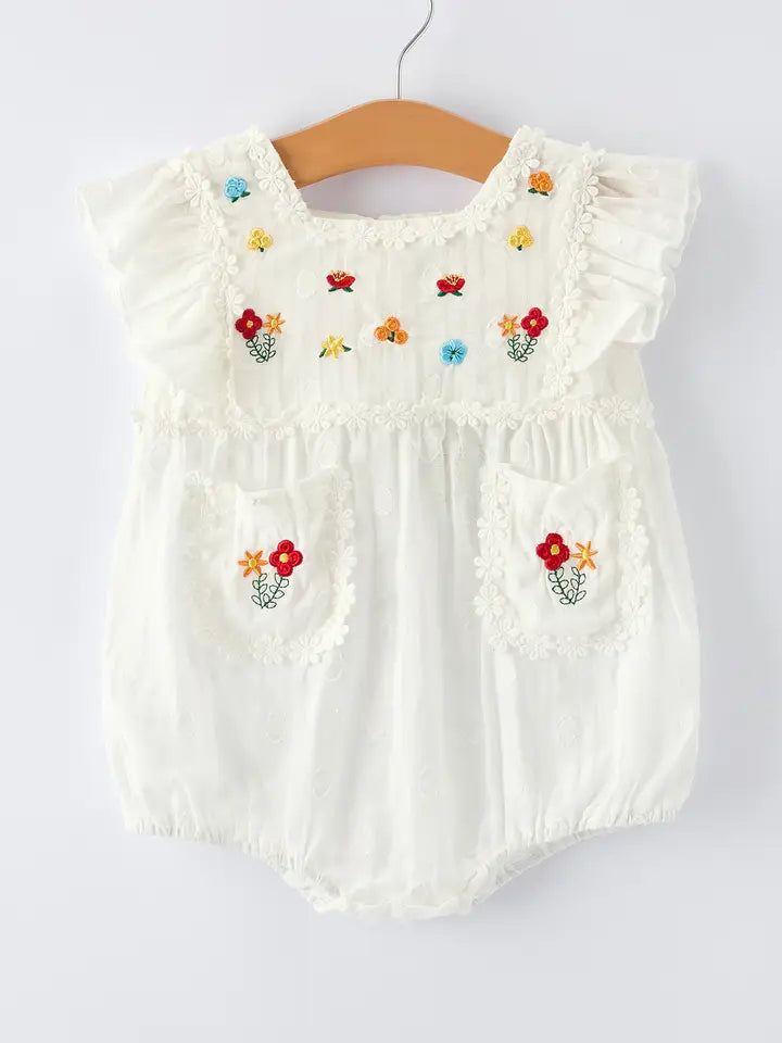 BR Rylee Faith Floral Embroidery Romper