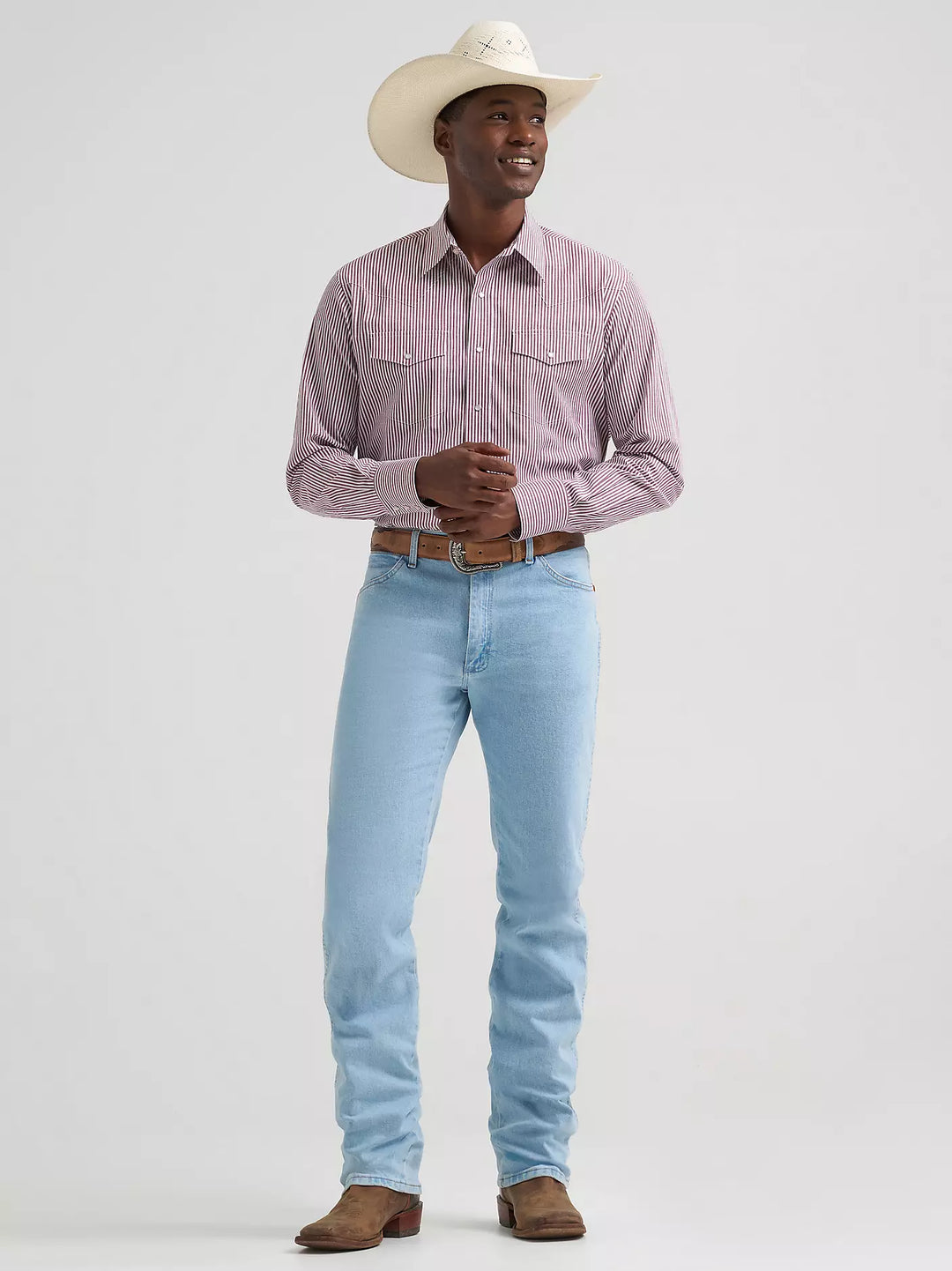 Wrangler Men's Wrinkle Resist LS Western Snap Stripe Shirt