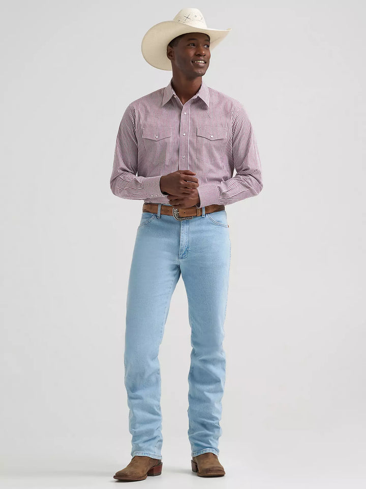 Wrangler Men's Wrinkle Resist LS Western Snap Stripe Shirt