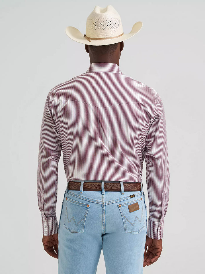 Wrangler Men's Wrinkle Resist LS Western Snap Stripe Shirt