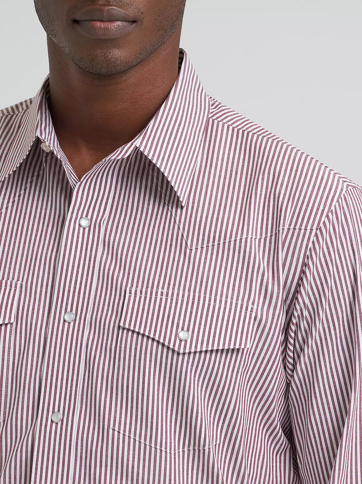 Wrangler Men's Wrinkle Resist LS Western Snap Stripe Shirt