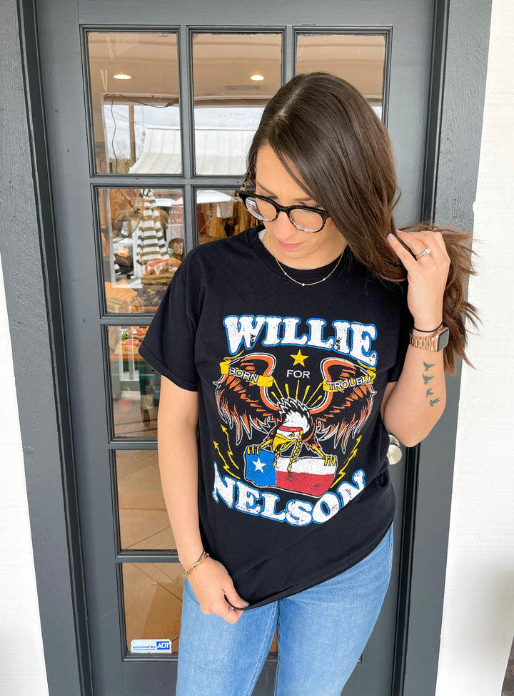 The Willie Nelson Born For Trouble Thrifted Tee